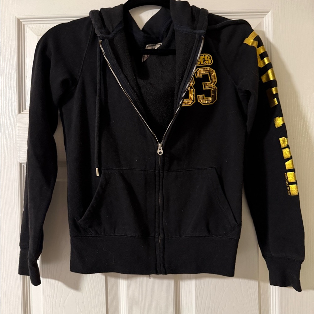 PINK Victoria's Secret Kids Black Hoodie with Gold Details